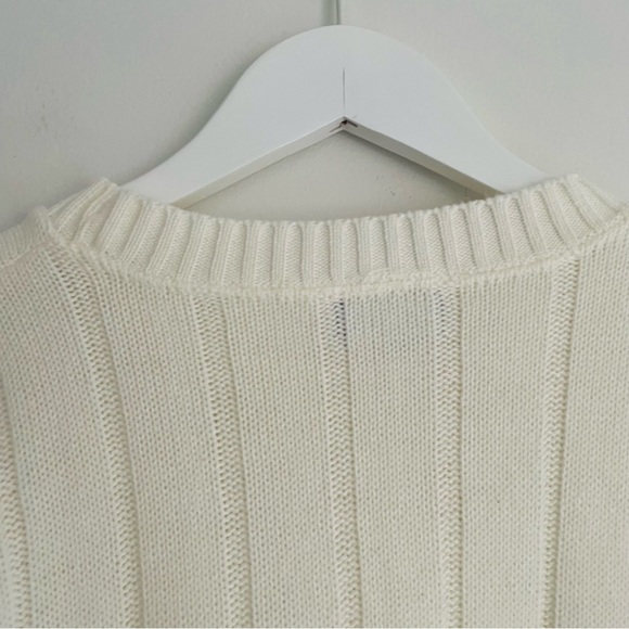 Vintage 70s 80s LAUREN KNITWEAR CORP Cream White Cable Knit Sweater - Picture 15 of 16